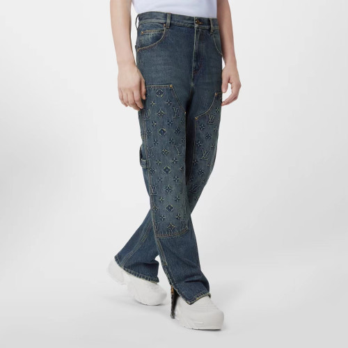 NIGO Louis Vuitton Men's Spring/autumn Fashion Casual Classic Logo Embossed Loose Straight Leg Workwear Denim Pants #nigo78388