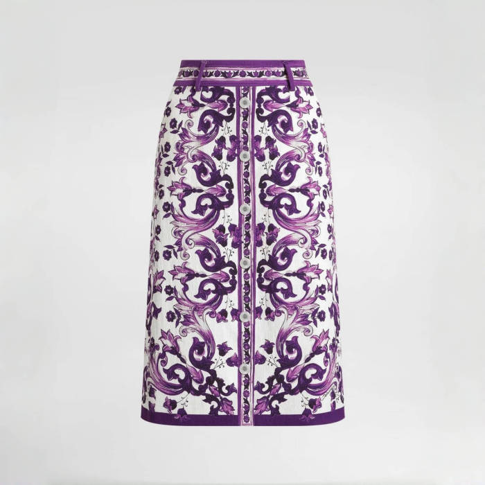 NIGO Dolce&Gabbana Women's High Street Summer Floral Print Zipper Fitted Casual Skirt #nigo81492