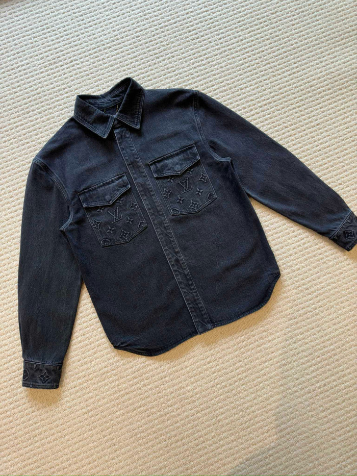 NIGO Louis Vuitton Men's Spring/autumn Fashion Casual Lapel Single Breasted Embossed Washed Denim Jacket #nigo78387