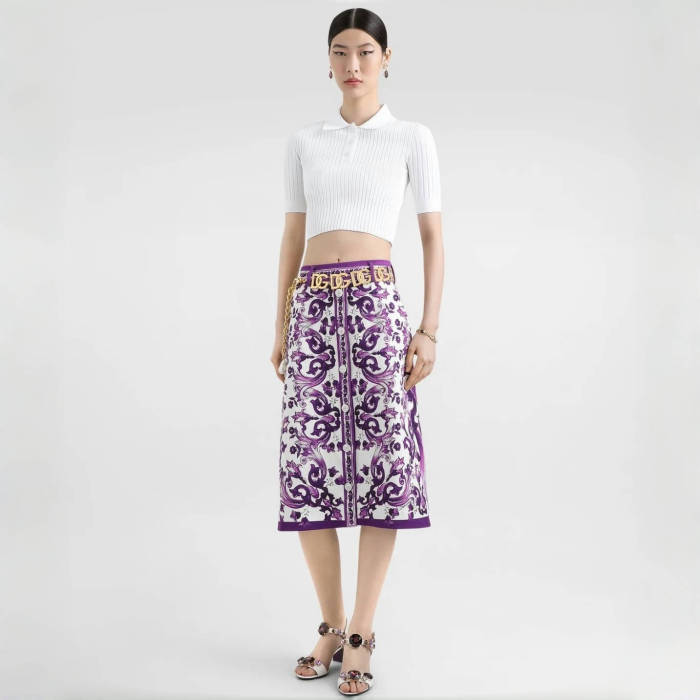 NIGO Dolce&Gabbana Women's High Street Summer Floral Print Zipper Fitted Casual Skirt #nigo81492