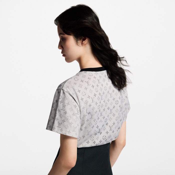 NIGO Louis Vuitton MONOGRAM  Women's Summer Fashion Casual Washed Pattern Round Neck Chain Short Sleeve T-Shirt #nigo78384
