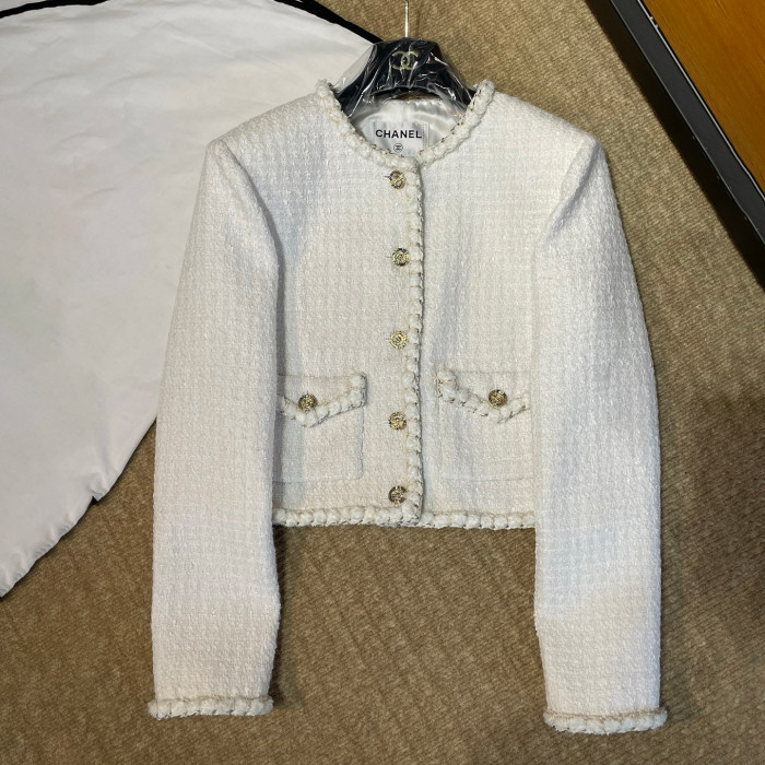 NIGO Chanel Women's Spring/Autumn Wool Twill Round Neck Single-Breasted Solid Color Fitted Long Sleeve Cardigan Jacket Ngvp #nigo2295