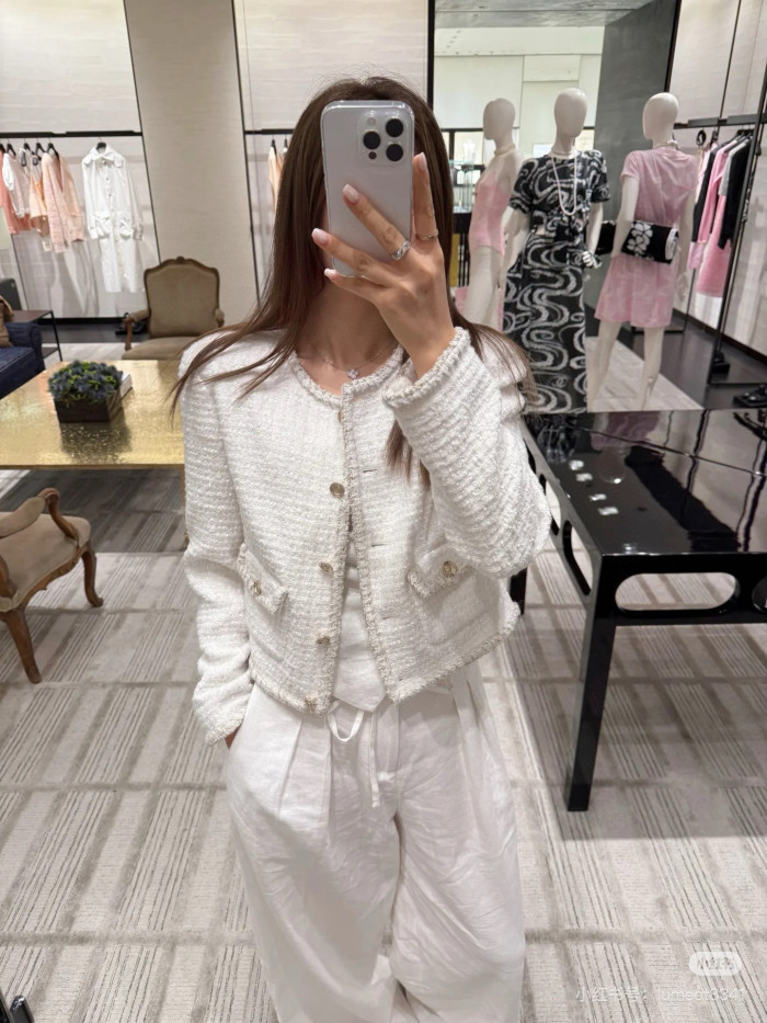 NIGO Chanel Women's Spring/Autumn Wool Twill Round Neck Single-Breasted Solid Color Fitted Long Sleeve Cardigan Jacket Ngvp #nigo2295