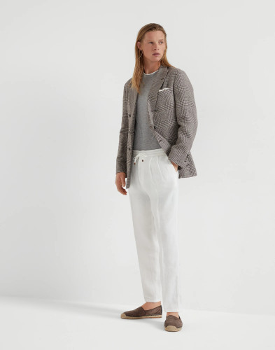 NIGO Brunello Cucinelli Men's Four-Season Drawstring Tie-Waist Plain-Colored Fitted Casual Linen Pants Ngvp #nigo2296