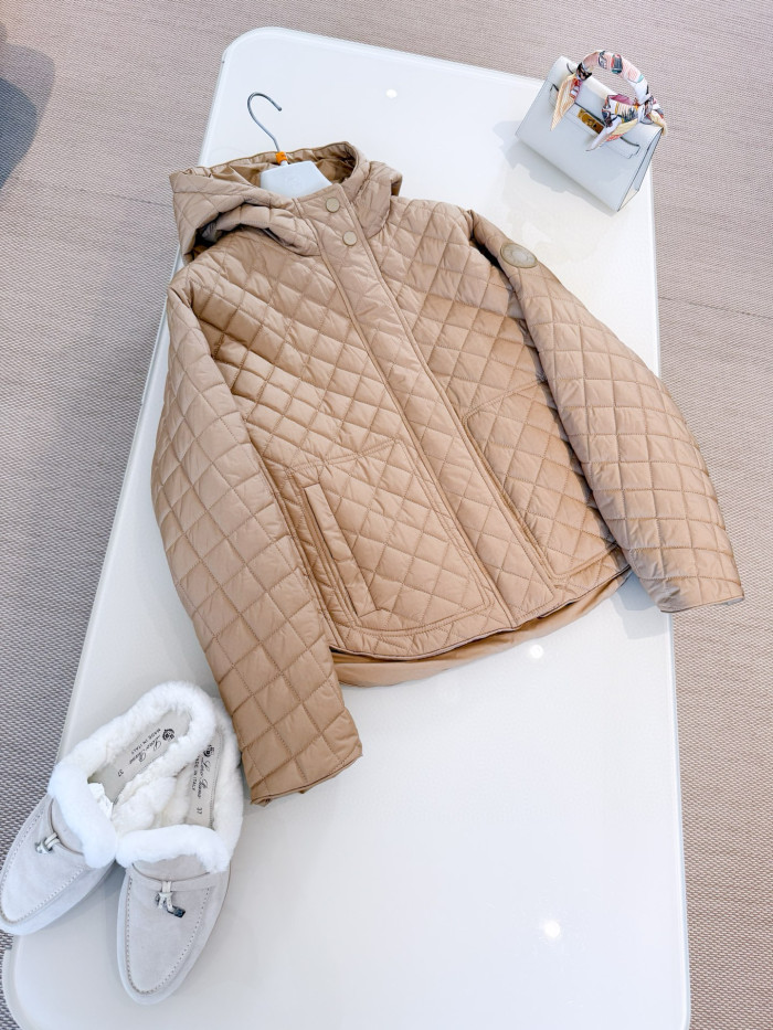 NIGO Hermes Women's Spring And Autumn Checkered Badge Lightweight Solid Color Zipper Hooded Quilted Jacket Ngvp #nigo2299