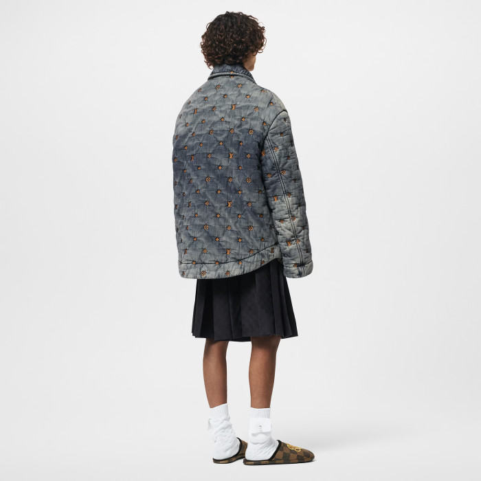 NIGO Louis Vuitton Men's Spring/Autumn Monogram Embroidered Loose Single-Breasted Cotton Blend Solid Color Long Sleeve Denim Jacket #nigo81499