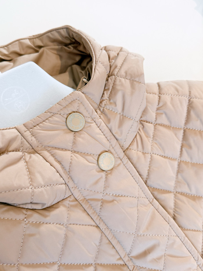 NIGO Hermes Women's Spring And Autumn Checkered Badge Lightweight Solid Color Zipper Hooded Quilted Jacket Ngvp #nigo2299