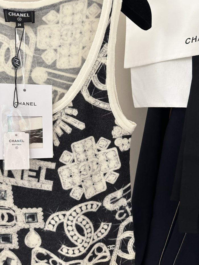 NIGO Chanel Women's Summer Fashion Trend Pattern Printed Round Neck Sleeveless Straight Top Vest #nigo78413
