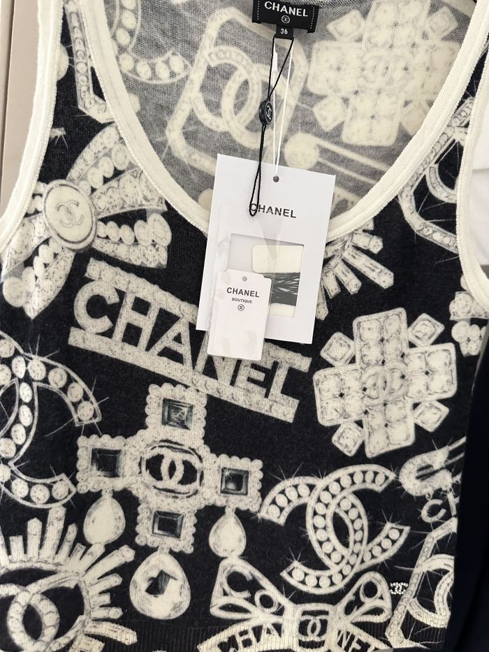 NIGO Chanel Women's Summer Fashion Trend Pattern Printed Round Neck Sleeveless Straight Top Vest #nigo78413