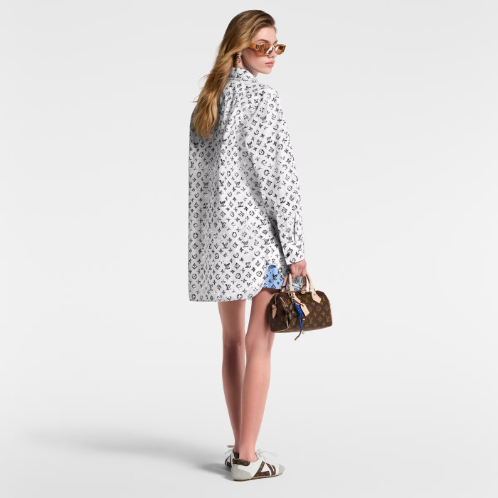 NIGO Louis Vuitton Women's Spring/Autumn Graphic Monogram Cotton Collared Loose-Fitting Long-Sleeved Shirt #nigo81511