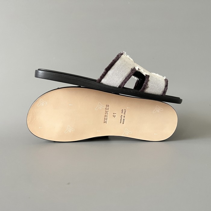 NIGO Hermes Men's And Women's Spring/summer Fashion Casual Round Toe Slip On Flat Sandals Woven Canvas Sandals Shoes #nigo78416