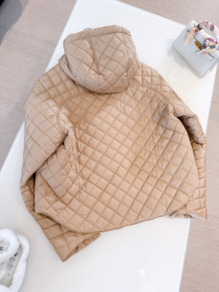 NIGO Hermes Women's Spring And Autumn Checkered Badge Lightweight Solid Color Zipper Hooded Quilted Jacket Ngvp #nigo2299