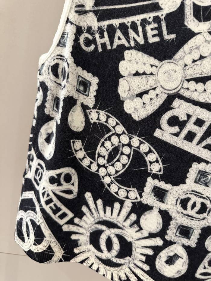 NIGO Chanel Women's Summer Fashion Trend Pattern Printed Round Neck Sleeveless Straight Top Vest #nigo78413