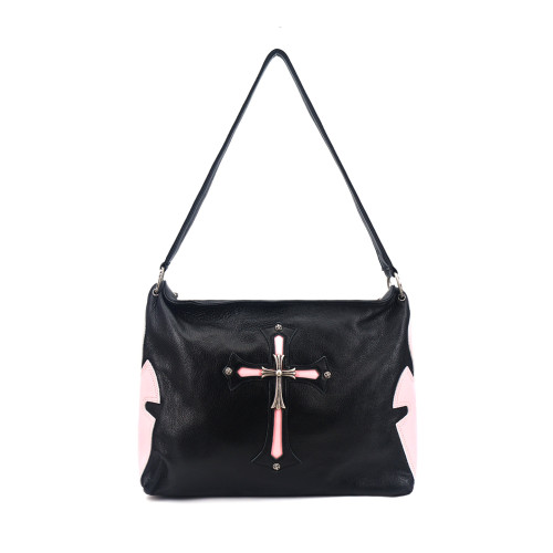 NIGO Chrome Hearts Classic Cross 925 Sterling Silver Solid Color Cowhide Vintage Tote Bag Single Shoulder Crossbody Bag Fashionable Casual Bag Bags #nigo81494