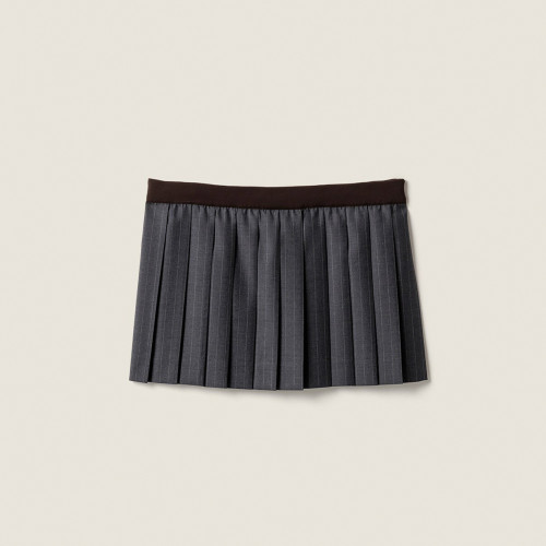 NIGO MiuMiu Women's Striped Wool Patchwork Stand-up Collar Zipper Spring/Autumn Long-sleeved Jacket Casual Stretch Solid Color Pleated Mini Skirt #nigo81495