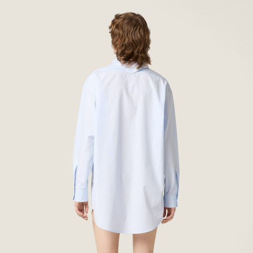 NIGO MiuMiu Women's Spring/summer Fashion Casual Scarf Striped Logo Embroidered Cotton Long Wide Cut Shirt #nigo78398