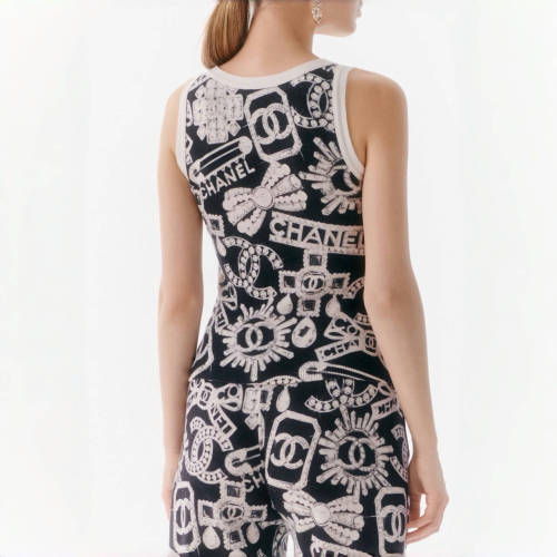 NIGO Chanel Women's Summer Fashion Trend Pattern Printed Round Neck Sleeveless Straight Top Vest #nigo78413