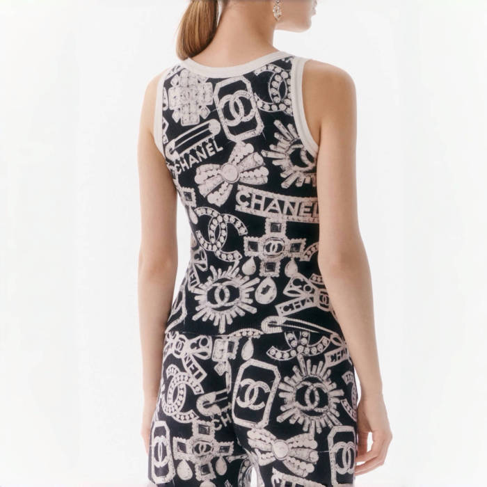 NIGO Chanel Women's Summer Fashion Trend Pattern Printed Round Neck Sleeveless Straight Top Vest #nigo78413