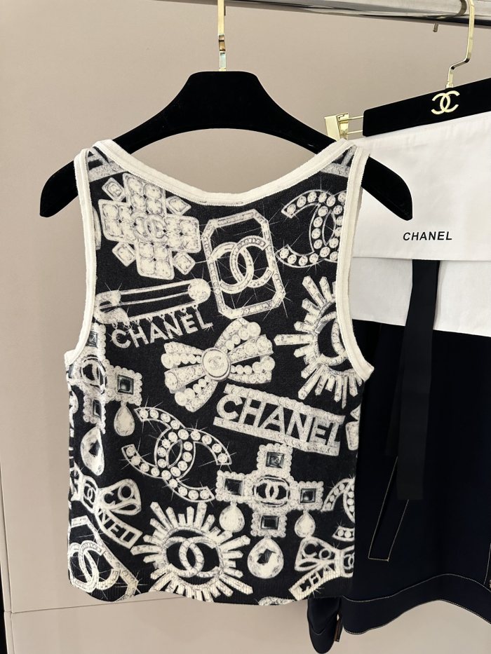NIGO Chanel Women's Summer Fashion Trend Pattern Printed Round Neck Sleeveless Straight Top Vest #nigo78413