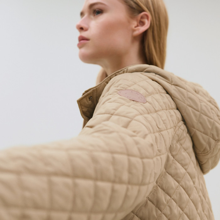NIGO Hermes Women's Spring And Autumn Checkered Badge Lightweight Solid Color Zipper Hooded Quilted Jacket Ngvp #nigo2299