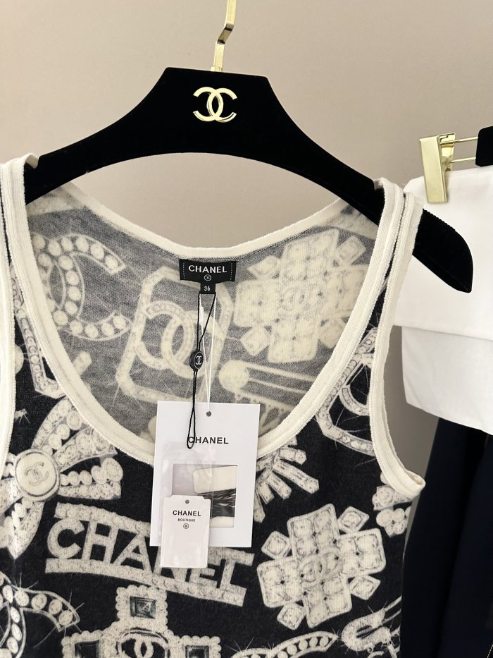 NIGO Chanel Women's Summer Fashion Trend Pattern Printed Round Neck Sleeveless Straight Top Vest #nigo78413