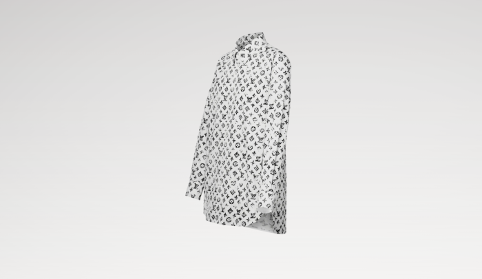 NIGO Louis Vuitton Women's Spring/Autumn Graphic Monogram Cotton Collared Loose-Fitting Long-Sleeved Shirt #nigo81511