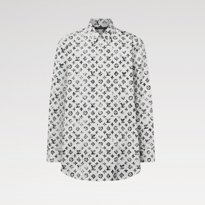 NIGO Louis Vuitton Women's Spring/Autumn Graphic Monogram Cotton Collared Loose-Fitting Long-Sleeved Shirt #nigo81511