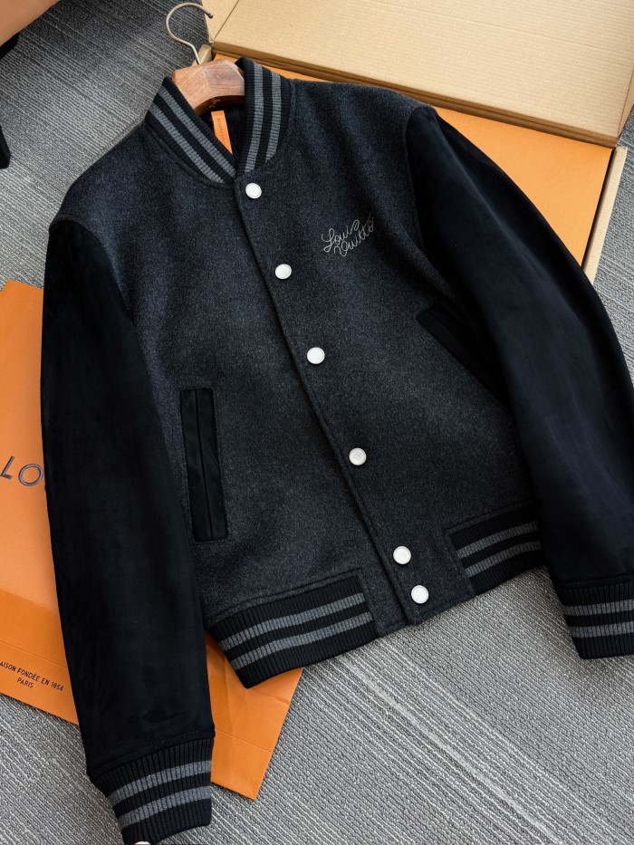 NIGO Louis Vuitton Men's Spring/autumn Fashion Casual Solid Color Single Breasted Suede Sheepskin Leather Jacket Sweatshirt Jacket #nigo78395