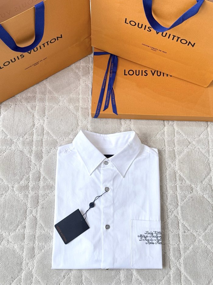NIGO Louis Vuitton Men's Summer Casual Collared Single Breasted Letter Embroidered Short Sleeved Shirt #nigo78427