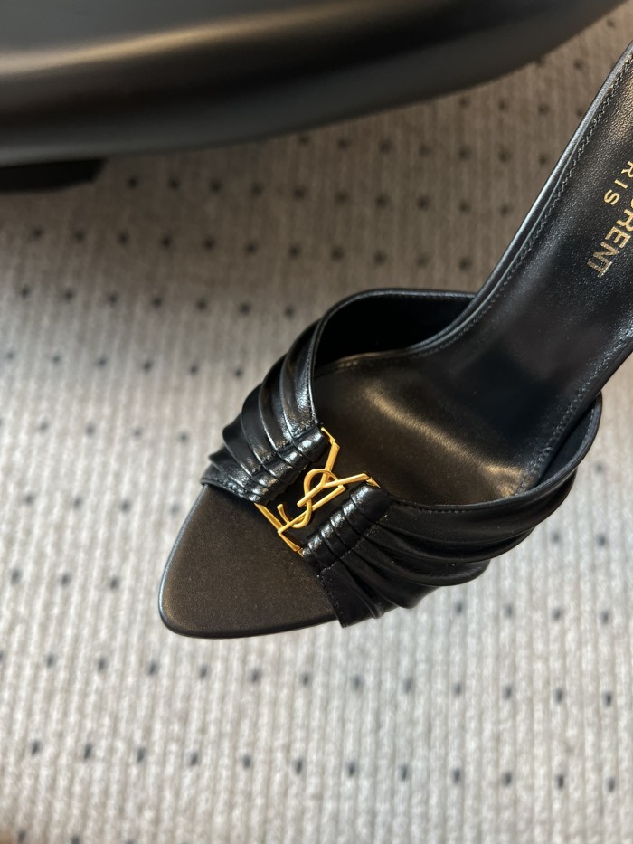 NIGO Saint Laurent BABYLONE Women's Fashion Classic Minimalist Leather Pointed Toe Open Toe 10cm High Heels Shoes #nigo78434