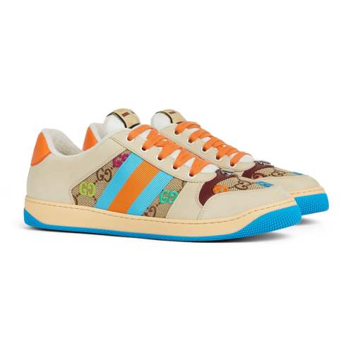 NIGO Gucci Screener Men's and Women's Fashion Casual Round-Toe Lace-Up Classic Print Low-Top Sneakers #nigo78429