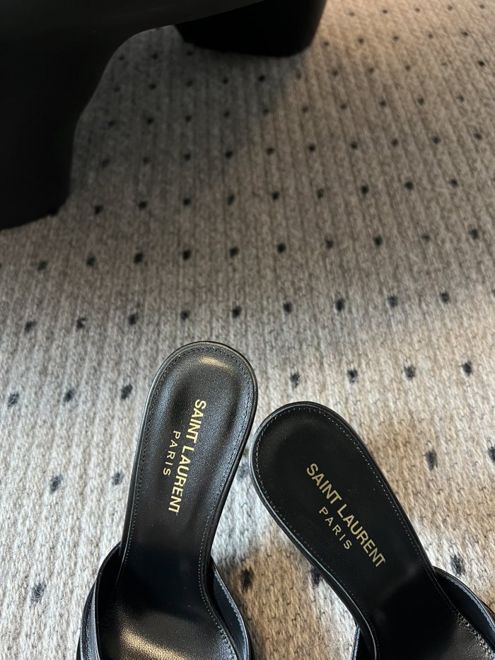 NIGO Saint Laurent BABYLONE Women's Fashion Classic Minimalist Leather Pointed Toe Open Toe 10cm High Heels Shoes #nigo78434