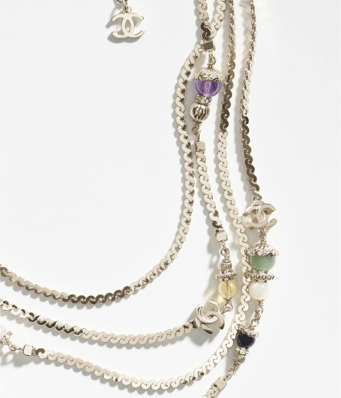 NIGO Chanel Women's Fashion Classic Double C Colorful Multi Color Crystal Multi Layer Necklace Sweater Chain Jewelry Accessories #nigo78419
