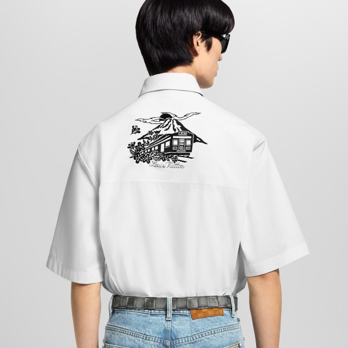 NIGO Louis Vuitton Men's Summer Casual Collared Single Breasted Letter Embroidered Short Sleeved Shirt #nigo78427