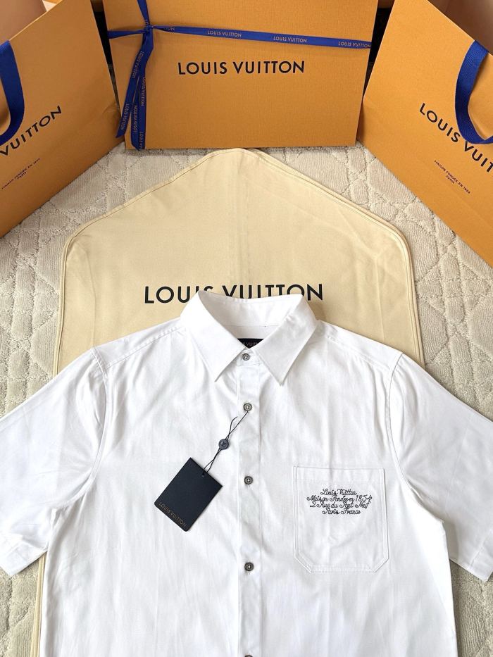 NIGO Louis Vuitton Men's Summer Casual Collared Single Breasted Letter Embroidered Short Sleeved Shirt #nigo78427