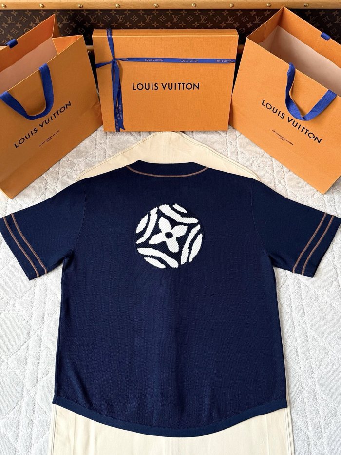 NIGO Louis Vuitton Men's Summer Fashion Casual Single Breasted Embroidered Pattern Short Sleeved Knitted Baseball Shirt #nigo78426