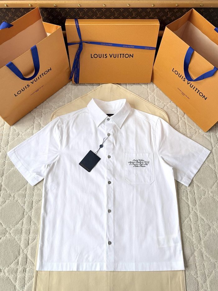 NIGO Louis Vuitton Men's Summer Casual Collared Single Breasted Letter Embroidered Short Sleeved Shirt #nigo78427