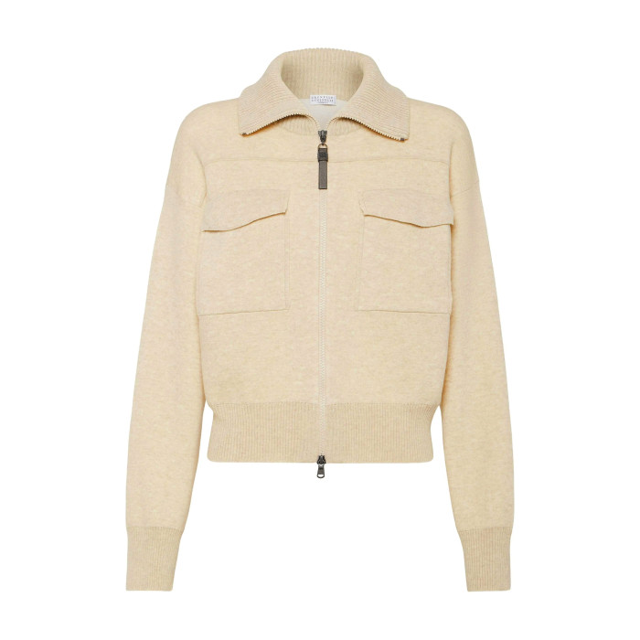 NIGO Brunello Cucinelli Women's Spring/Fall Cashmere High-Neck Zipper Coat Solid Color Long-Sleeve Double-Faced Knit Cardigan With Shiny Zipper Pull Ngvp #nigo2312