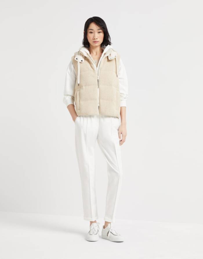 NIGO Brunello Cucinelli Women's Fall/winter Cotton British Ribbed Knit Down Vest Hooded Drawstring Sleeveless Jacket Ngvp #nigo2417