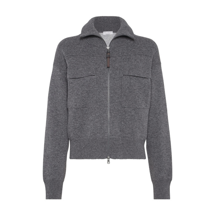 NIGO Brunello Cucinelli Women's Spring/Fall Cashmere High-Neck Zipper Coat Solid Color Long-Sleeve Double-Faced Knit Cardigan With Shiny Zipper Pull Ngvp #nigo2312