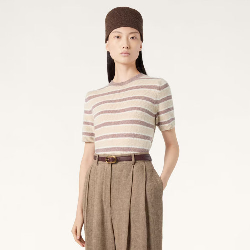 NIGO Loro Piana Fobello Women's Round Neck Top Knitted Striped Fashion Casual Elegant Pullover Knit Sweater T-shirt Top Ngvp #nigo2234