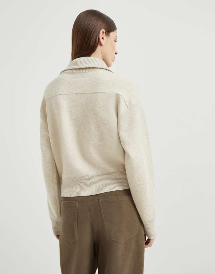 NIGO Brunello Cucinelli Women's Spring/Fall Cashmere High-Neck Zipper Coat Solid Color Long-Sleeve Double-Faced Knit Cardigan With Shiny Zipper Pull Ngvp #nigo2312