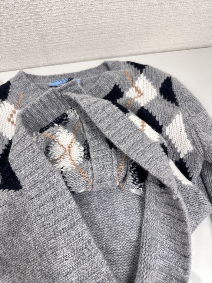 NIGO Prada Women's Spring/fall Fashion Casual Crew Neck Single-button Diamond Pattern Long-sleeve Cardigan #nigo78467