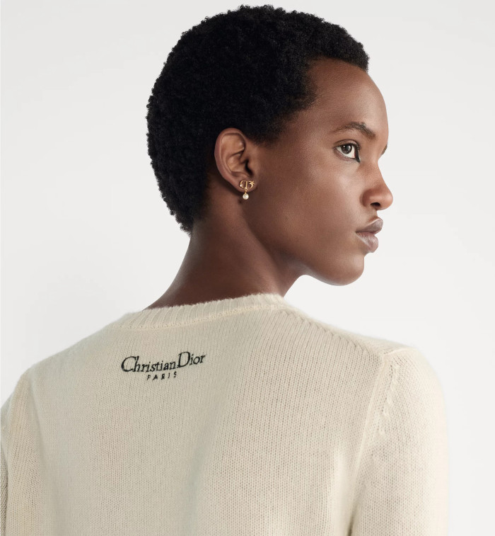 NIGO Dior Women's High-Street Floral Embroidered Spring/Fall/Winter Solid-Color Crewneck Cashmere Long-Sleeve Knit Sweater #nigo81527