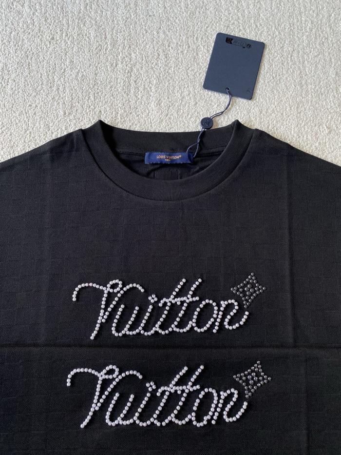 NIGO Louis Vuitton Men's Summer Fashion Casual Solid Color Beaded Embroidered Logo Jacquard Fabric Short-sleeve T-Shirt #nigo78452