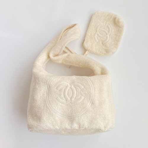 NIGO Chanel Women's CoCo Beach Collection Cotton Beach Bag Logo Solid Color Tote Bag Bags AAA938-B20128-10800 #nigo81285