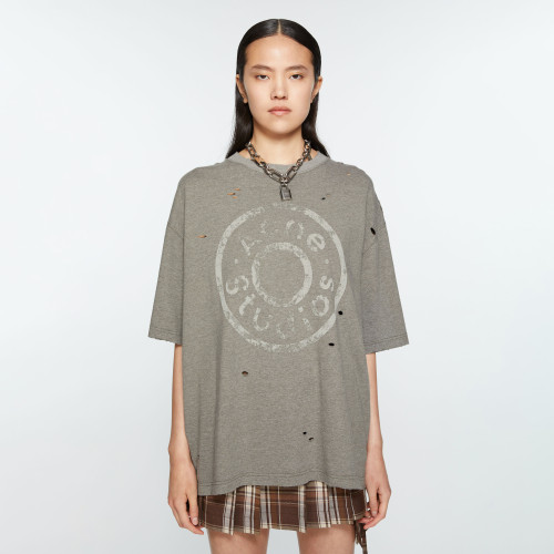 NIGO Acne Studios Men's and Women's Unisex Summer Fashion Casual Solid Color Vintage Print Cotton Plain Weave Short-Sleeve T-Shirt #nigo78448