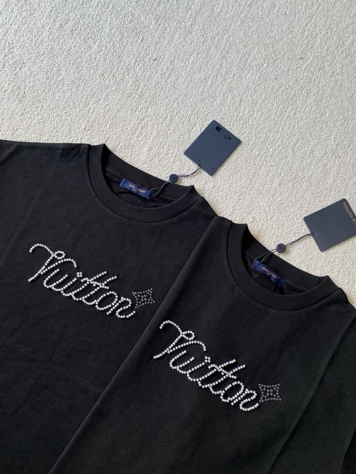 NIGO Louis Vuitton Men's Summer Fashion Casual Solid Color Beaded Embroidered Logo Jacquard Fabric Short-sleeve T-Shirt #nigo78452