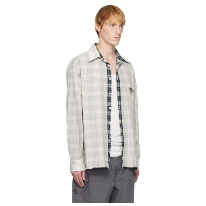 NIGO Maison Margiela Men's Spring/Fall Color-Block Checkered Collared Single-Breasted Long-Sleeve Twill Cotton Loose-Fit Shirt Ngvp #nigo2315