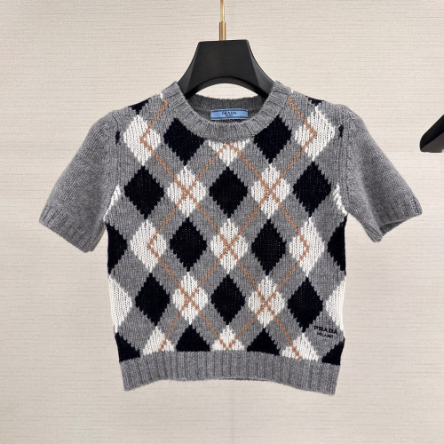 NIGO Prada Women's Summer Fashion Casual Crew Neck Short Sleeve Cashmere Diamond Pattern T-shirt #nigo78468